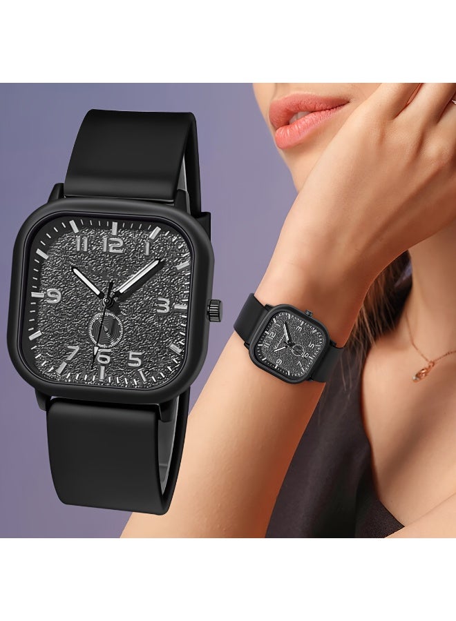 NIBEMINENT Stylish Minimalist Square Silicone Strap Quartz Watch for Women, Unisex Men's Watch with Alloy Case, Business Casual - Image 3